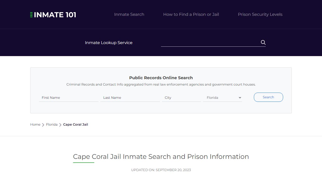 Cape Coral Jail Inmate Search and Prison Information